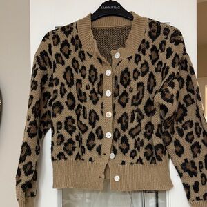 Tan and Black Leopard Print Cardigan
